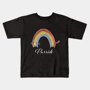 Rainbow cat purride black Kids T-Shirt